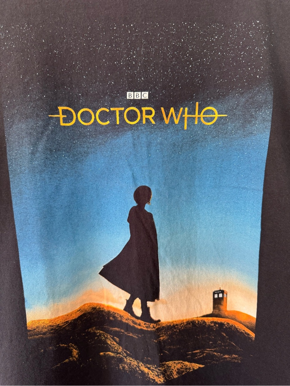 Doctor Who BBC 2018 Black T-shirt Size XXL 2XL Titan Sunset w/ Silhouette
